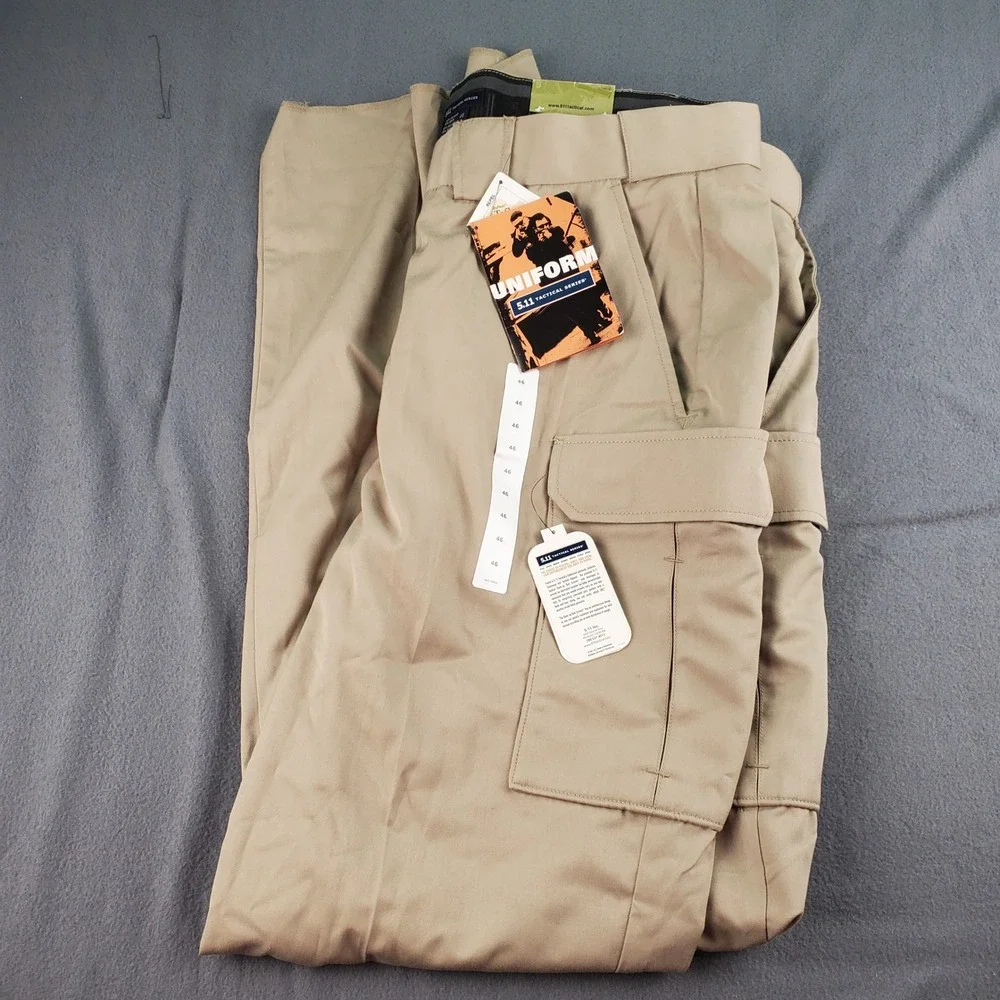 5.11 Tactical Series Uniform Khaki Pants Men's Cargo Work Utility 46x Unhemmed